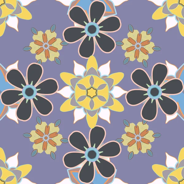 Aquarelle Motif Floral Gris Bleu Jaune Fond Romantique Raster Pour — Image vectorielle