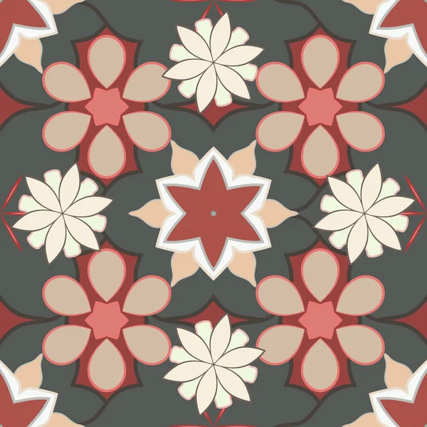 Floraler Hintergrund Nahtloses Muster Beige Rosa Und Grau — Stockvektor
