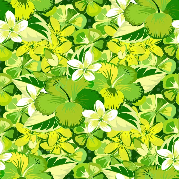 Motif Dans Les Couleurs Blanches Vertes Jaunes Avec Motif Tropique — Image vectorielle