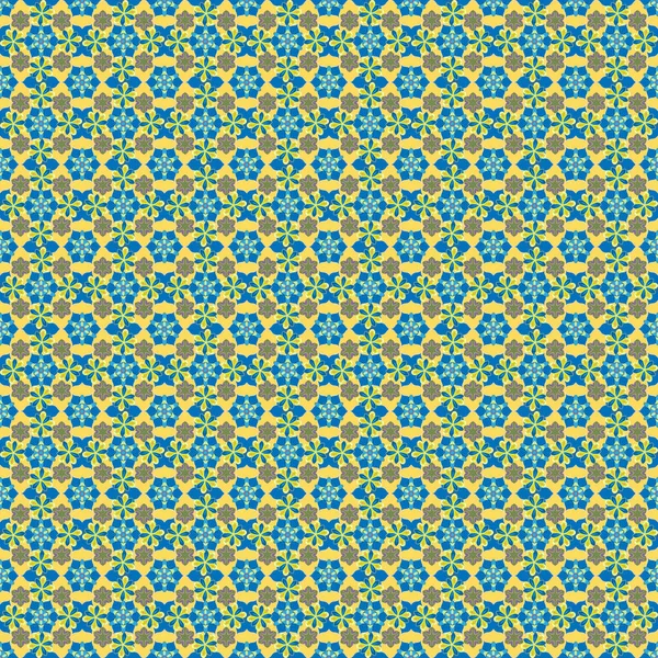 Beaucoup Fleurs Raster Dans Les Couleurs Marron Bleu Jaune Beau — Image vectorielle