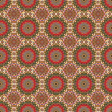 Kusursuz bir arka plan. Renkli desenler antika. Pembe, yeşil ve mavi renkli süsler..