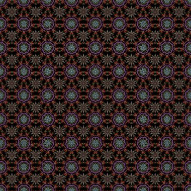 Turuncu ve menekşe soyut çiçek süsü, soyut dekoratif elementlerin vektörsüz deseni.