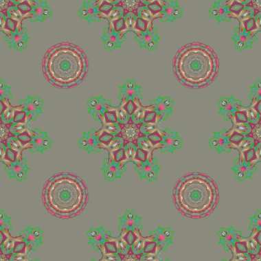 Parlayan Çok Renkli Elementlerle Zarif Noel Arkaplanı. Tarafsız bir arkaplanda çok renkli, pürüzsüz bir desen. Vektör illüstrasyonu.