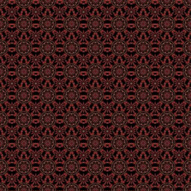 Ikat damaske desensiz arkaplan fayansı. Siyah arkaplanda kırmızı renkler.