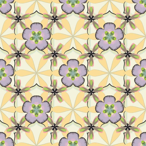 Grille Petites Fleurs Motif Sans Couture Dans Les Couleurs Beige — Image vectorielle