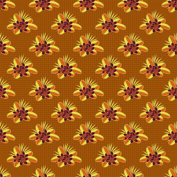 Motif Floral Sans Couture Dans Les Couleurs Jaune Brun Orange — Image vectorielle