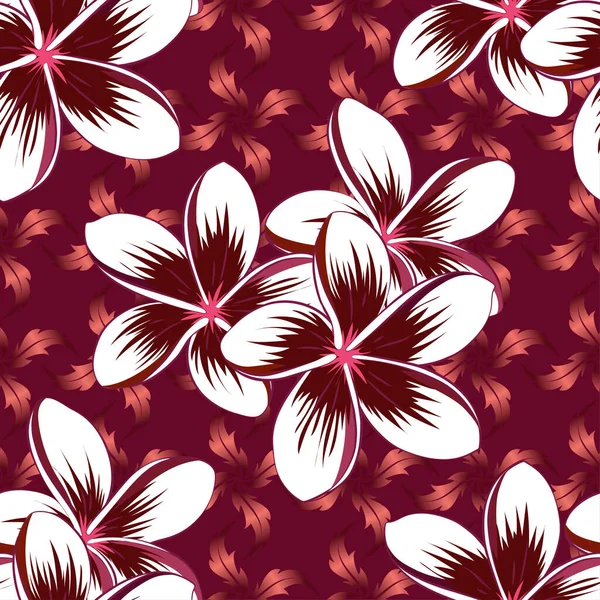 Vektorový Hladký Květinový Vzor Kyticí Květin Listů Růžové Fialové Červené — Stockový vektor
