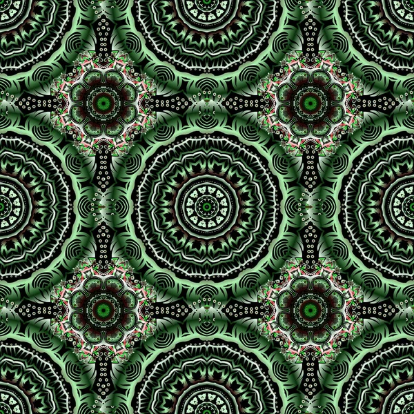 Ornamento Floral Abstracto Gris Verde Patrón Inconsútil Vector Elementos Decorativos — Archivo Imágenes Vectoriales