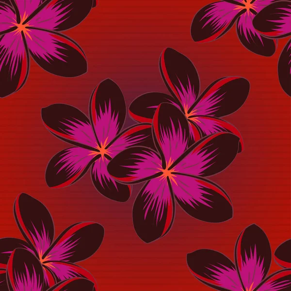 Płynny Ręcznie Rysowane Wektor Plumeria Wzór Kwiat Kolorze Magenta Czerwonym — Wektor stockowy