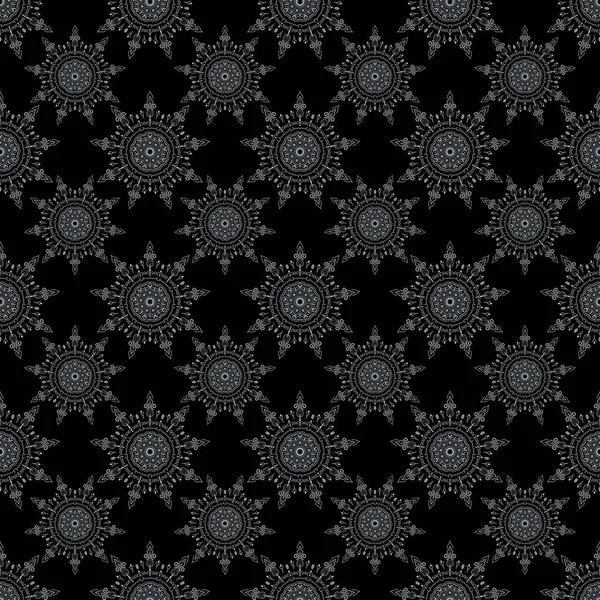 Tradycyjne Gotyckie Tło Damasowe Szary Bezszwowy Wzór Ozdoby Tła Kwiat — Wektor stockowy