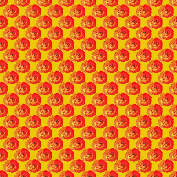 Μοντέρνο Ετερόκλητο Σχέδιο Λουλουδιών Πορτοκαλί Κίτρινο Και Κόκκινο Χρώμα Επαναλαμβανόμενα — Διανυσματικό Αρχείο