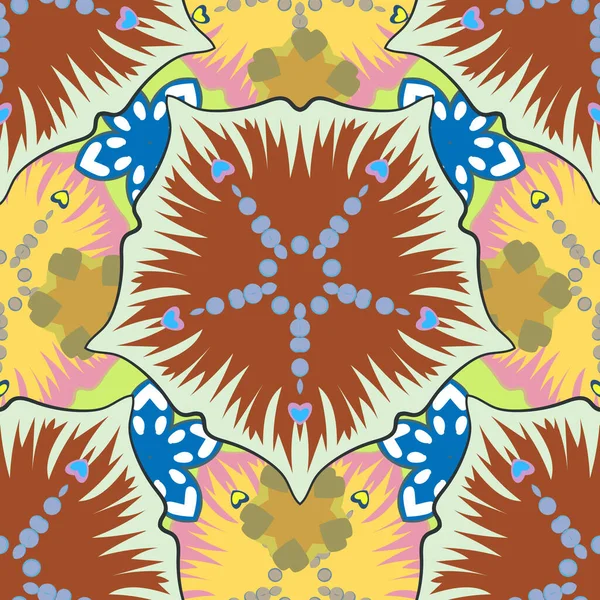 Motif Floral Sans Couture Dans Les Couleurs Jaune Bleu Brun — Image vectorielle