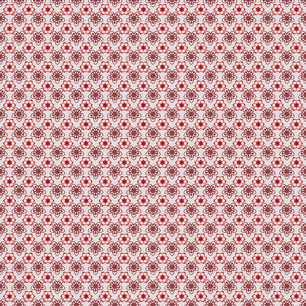 Nahtloses Muster Mit Niedlichen Blüten Roten Braunen Und Grauen Farben — Stockvektor