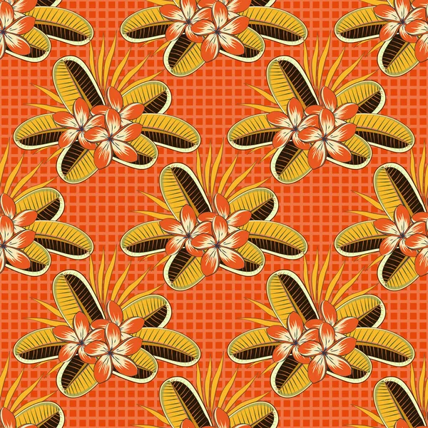 Απρόσκοπτη Floral Σχέδιο Καφέ Πορτοκαλί Και Κίτρινο Χρώμα Λουλούδια Motley — Διανυσματικό Αρχείο