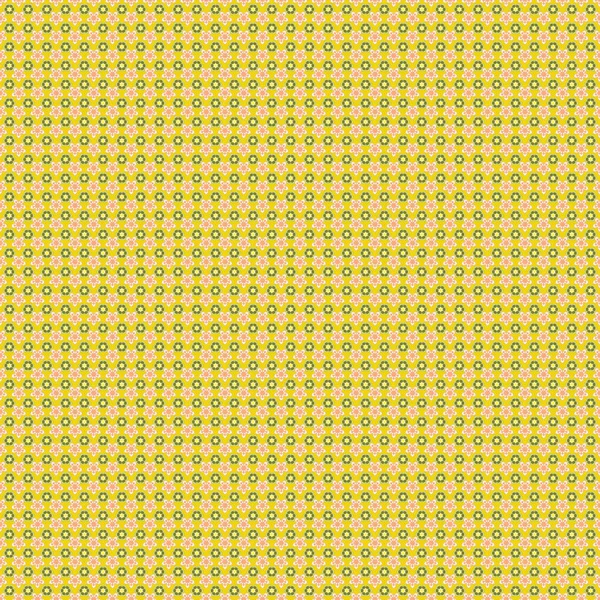 现代莫特利花的无缝图案为米黄色和绿色 重复栅形花型 花草印刷 — 图库矢量图片