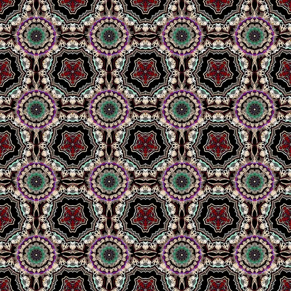 Abstraktes Florales Ornament Rasternahtloses Muster Abstrakter Mehrfarbiger Dekorativer Elemente — Stockvektor