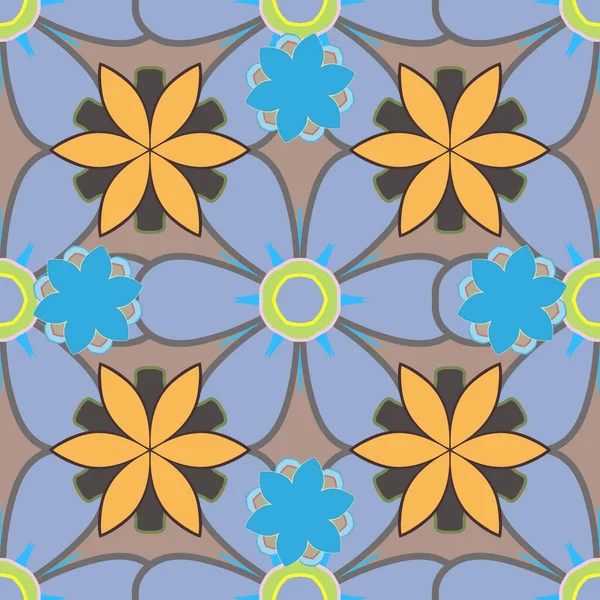 Raster Çiçeklerle Renklendirilmiş Dallar Raster Illüstrasyonu Küçük Çiçekler Bej Mavi — Stok Vektör