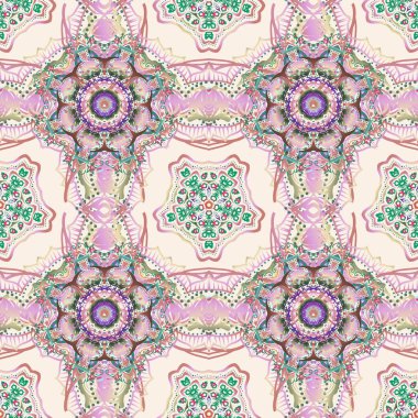 Zarif vektör damaske duvar kağıdı. Mavi ve pembe renklerde, klasik, dikişsiz desen. Kusursuz arkaplan.