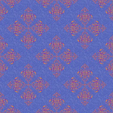 Mavi, sarı ve menekşe rengi barok süsler. Retro dikişsiz antika şekilli akanthus. Dekoratif tasarım unsuru filigran kaligrafi.