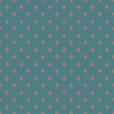 Zarif mavi ve kırmızı pürüzsüz desenli ve Mandala elementli. El çizimi güzel bir vektör çizimi.