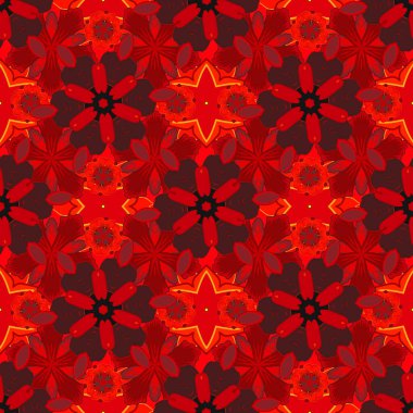 Geleneksel klasik vektör modeli. Turuncu, kırmızı ve siyah renkli barok tarzında kusursuz bir doğulu süsü..