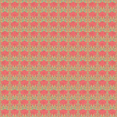 İslami raster tasarımı. Yeşil ve pembe renklerde kusursuz desen. Tekstil baskısı, baskı veya kumaş için doğu süsü.