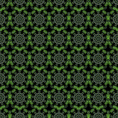 Yeşil klasik barok süsü. Retro dikişsiz antika şekilli akanthus. Dekoratif tasarım unsuru filigran hat sanatı. Vektör illüstrasyonu.