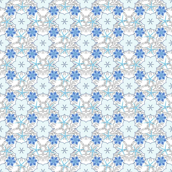 Modèle Floral Vectoriel Paisley Beaucoup Fleurs Dans Les Couleurs Bleu — Image vectorielle