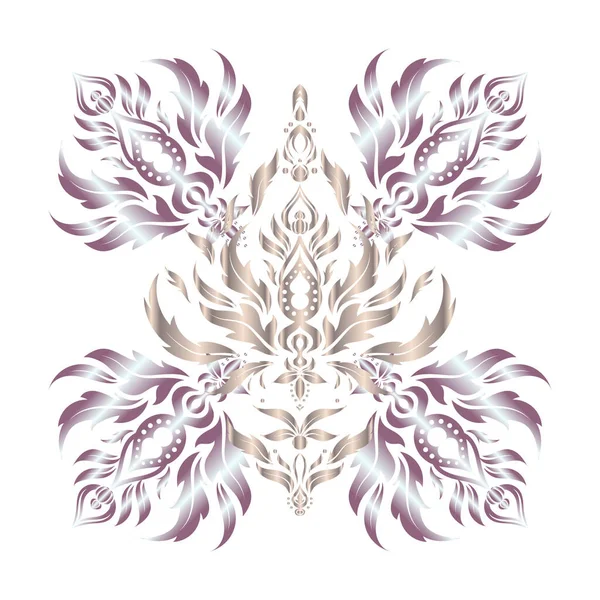 Вінтажний Орнамент Векторний Фіолетовий Бежевий Візерунок Білому Тлі Вашого Дизайну — стоковий вектор