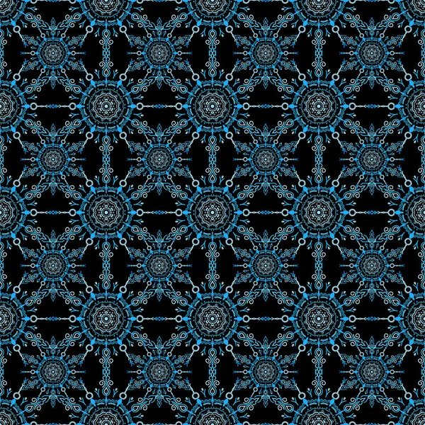 Tapéta Barokk Zökkenőmentes Háttér Kék Fekete Háttér Virágos Zökkenőmentes Minta — Stock Vector
