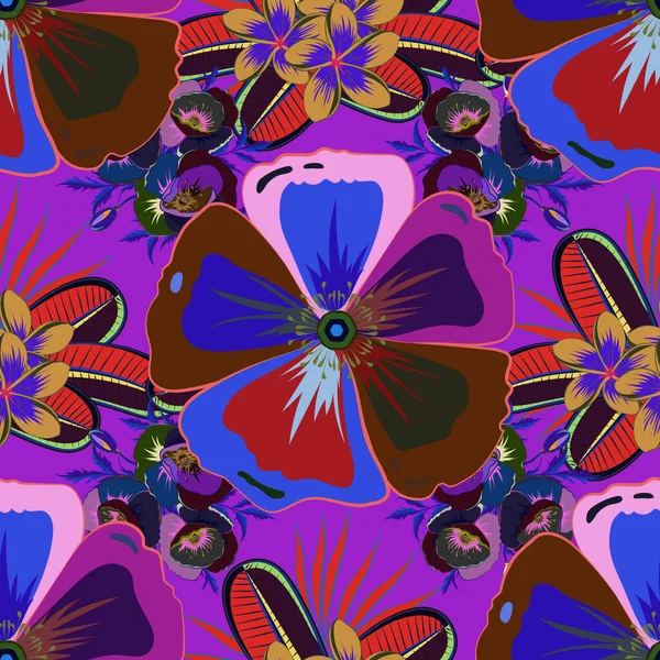Modèle Fleur Cosmos Moderne Avec Des Fleurs Royales Ornement Floral — Image vectorielle