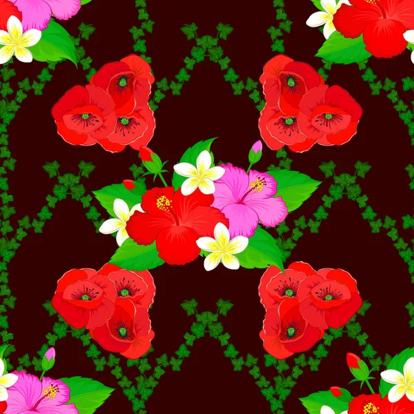 Multicolor Seamless Flower Pattern Many Cute Flowers Seamless Floral Pattern — Stock Vector