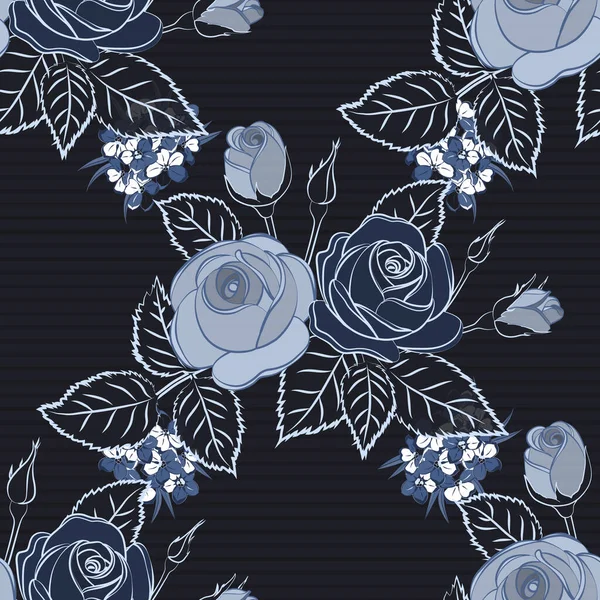 Imprimé Tendance Avec Des Fleurs Roses Des Feuilles Blanc Gris — Image vectorielle