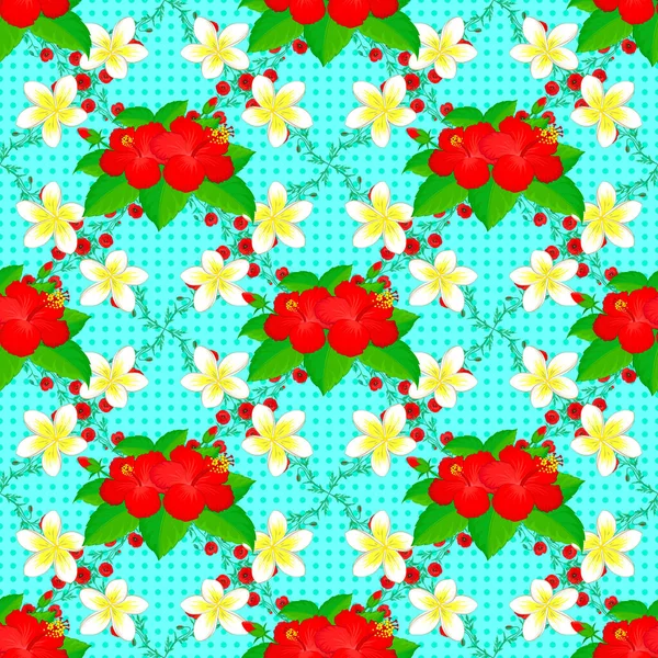 Exotic Flowers Allover Composition Multicolor Pattern Summer Fashion Interior Wallpaper — Stock Vector
