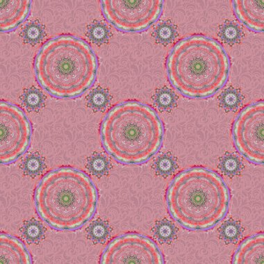 Geleneksel Hint tarzı, kına dövmesi, baskı, çıkartma, mehndi, yoga tasarımı için süs eşyası. Kırmızı ve yeşil mehndi 'nin vektörsüz deseni.