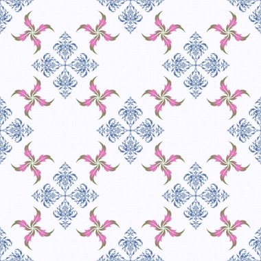 Arap tarzında soyut bir model. Grafiksel modern model. Kusursuz vektör arkaplanı. Pembe ve mor desen.