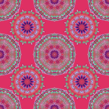 Vektör çizimi. Kusursuz damaske deseni. Mavi ve mor renkli Victoria dönemi desenli klasik süsleme arkaplanı.