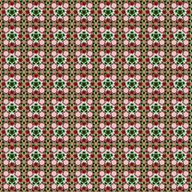 Çiçekli ve Mandala elementli zarif, pürüzsüz bir desen. Güzel yeşil, bej ve kahverengi el çizimi, pürüzsüz vektör çizimi.