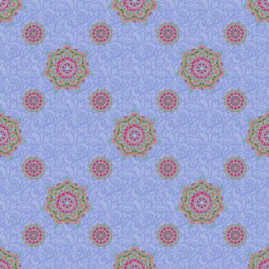 Mor, mavi ve kırmızı desenli. Klasik eskiz. Zarif geçmişe dönük pürüzsüz desen.