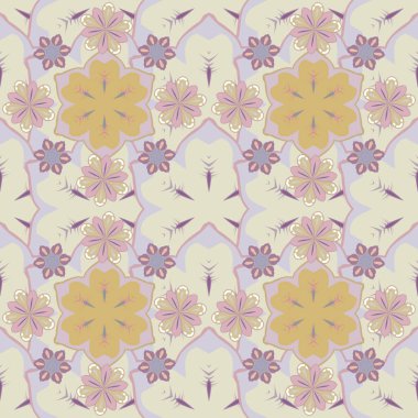 Küçük bir çiçekte hoş, pürüzsüz bir desen. Bej, beyaz ve gri renklerde, küçük bir çiçek deseni. Moda baskıları için zarif bir şablon. Raster küçük çiçekler..