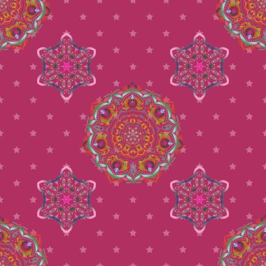 Doğu karışık İslami kart geçmişi. Doğu tarzında pembe, yeşil ve sarı ızgara. Tasarım için vektörsüz ögeler.