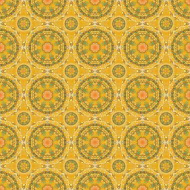 Süslü sınır. Vektör kusursuz desen. Kusursuz kumaş deseni, yeşil ve sarı klasik duvar kağıdı..