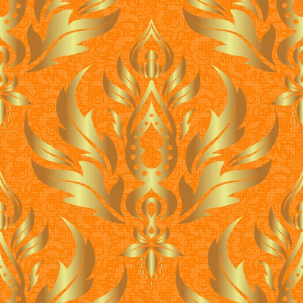 Laconische Trouwkaart Versierd Met Vector Gouden Ornament Een Oranje Achtergrond — Stockvector