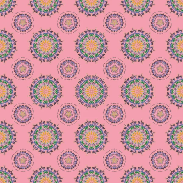 Vector Illustration Decorative Symmetry Arabesque Medieval Royal Pattern Pink Green — Stock Vector