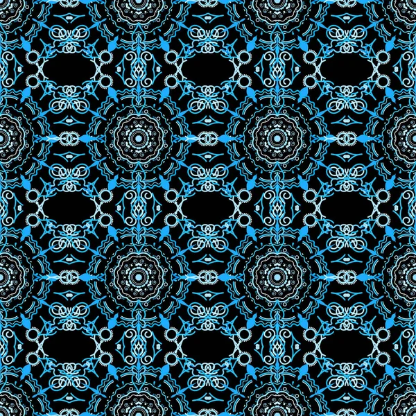 Vektorillustration Damast Sömlös Blommönster Blå Färger — Stock vektor