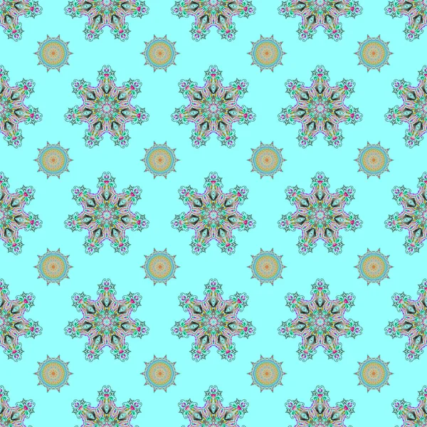 Raster Adorno Floral Encaje Damasco Amarillo Rosa Azul Delicado Intrincado — Vector de stock