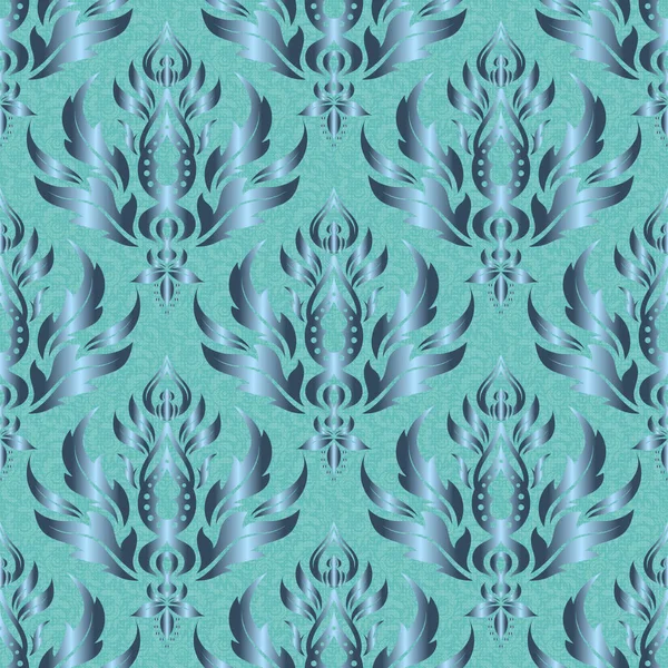 Dekorative Symmetrie Arabeske Blaues Nahtloses Muster Gut Für Grußkarte Zum — Stockvektor