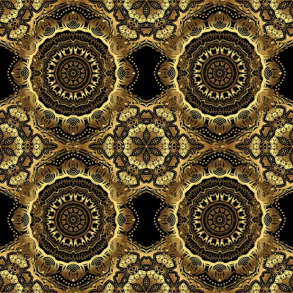 Чёрный Фон Блестящий Фон Золотой Бесшовный Рисунок Векторный Роскошный Черный — стоковый вектор