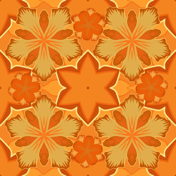 Ilustración Vectorial Patrón Fondo Floral Sin Costuras Damasco Colores Naranja — Archivo Imágenes Vectoriales