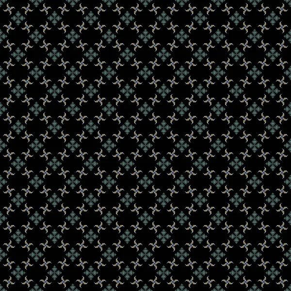 Geometrický Bezešvý Vzor Černém Pozadí Stylizované Pozadí Kosočtverci Uzly Rastrová — Stockový vektor